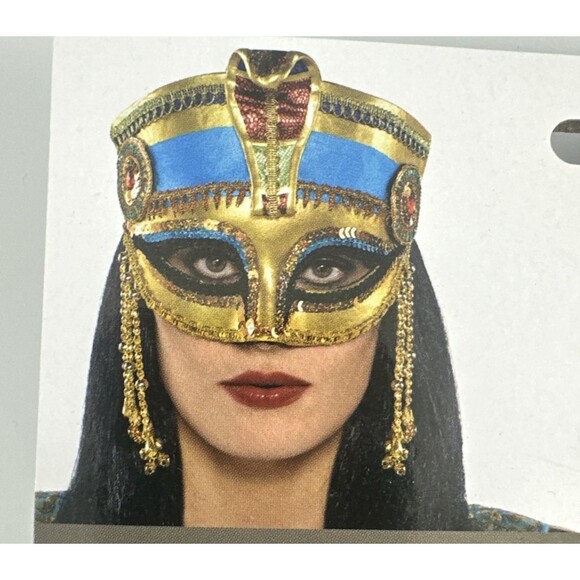 Gods And Goddesses Egyptian Mask Costume Gold Snake Head Elastic Strap New - Picture 1 of 7